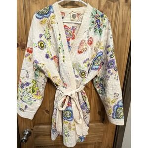 Lilka Quilted Floral Robe Cottagecore Boho Cozy Loungewear M/L